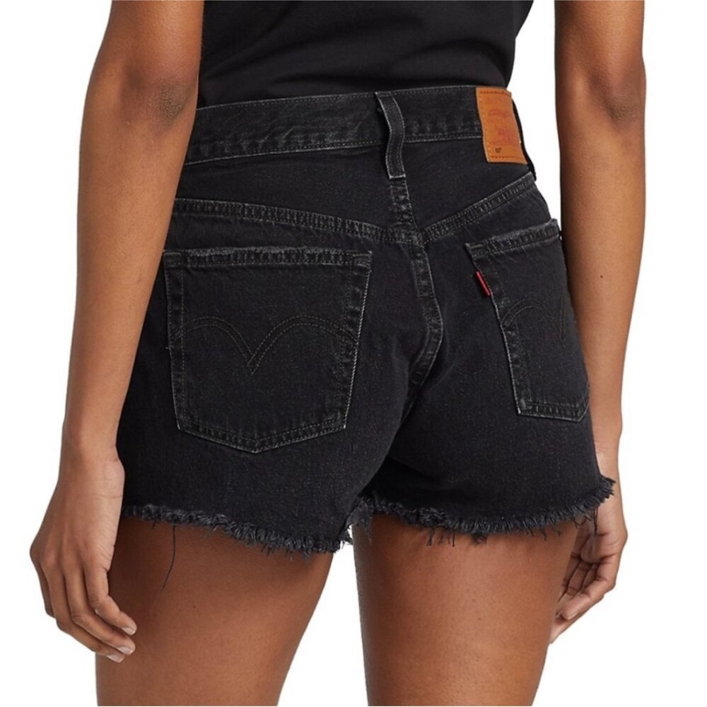 Levi’s 501 High Rise Original Fit Distressed Denim Jean Shorts Wise Up Black - Picture 6 of 16